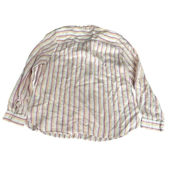 Chicos No Iron Linen Striped Button Down Top Size 2 (US Large) - Picture 3 of 7